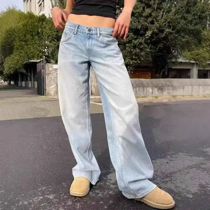Slim Cut Jeans For Women High Waist Denim Pants With Pockets Stylish Wide Leg And Straight Leg