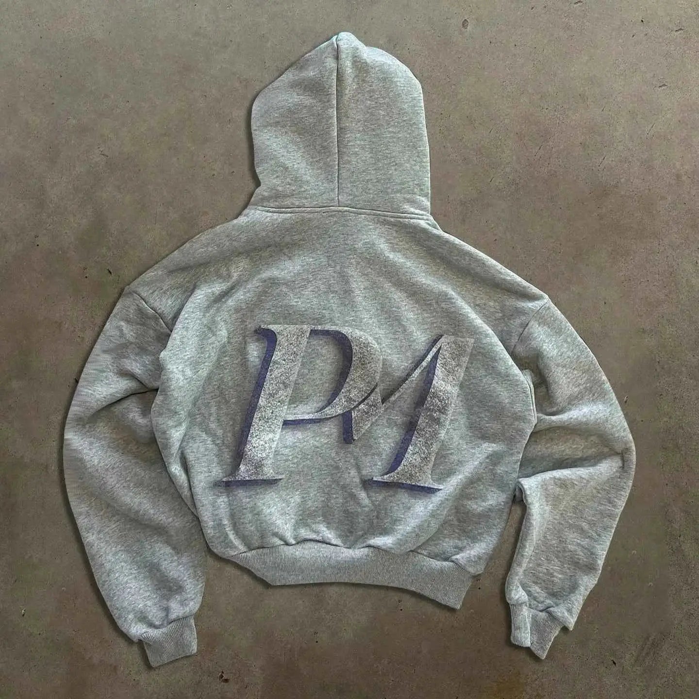 Retro Hip Hop Pattern Streetwear Zipper Hoodie Unisex Oversized Y2K Style Distressed TeenStylo