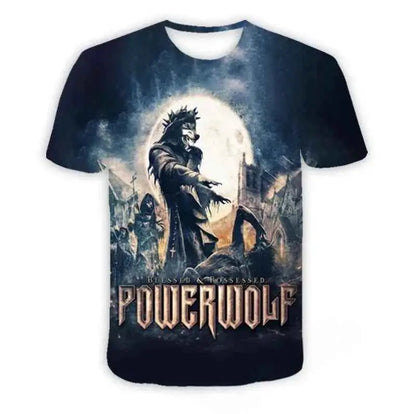 Powerwolf Metal Rock 3D Print T Shirt For Men And Women Hip Hop Style Oversized Short Sleeve Tee Streetwear Fashion