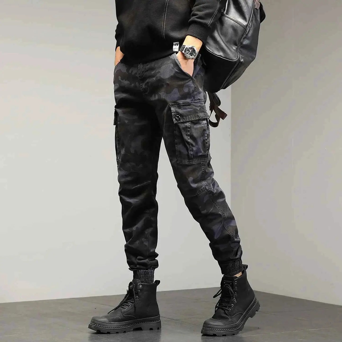 HIQOR Red Cargo Pants For Men Outdoor Cotton Camouflage Trousers Work Joggers Streetwear Camo Hiking Pants