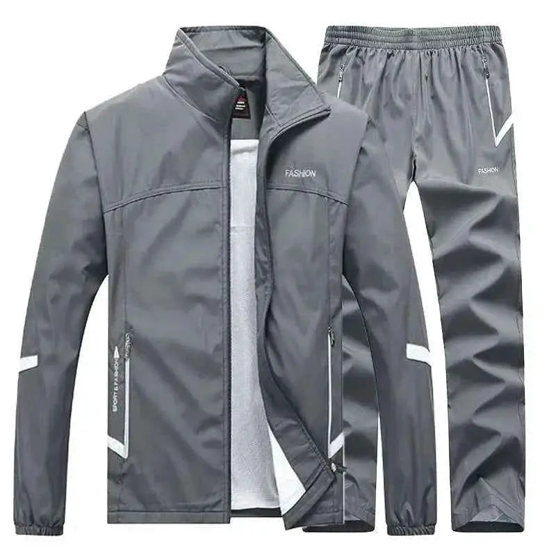 Casual Mens Tracksuit Set Two Piece Jacket And Sweatpants Zipper Hoodie Joggers Suit For Spring And Autumn