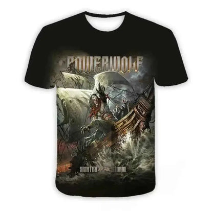 Powerwolf Metal Rock 3D Print T Shirt For Men And Women Hip Hop Style Oversized Short Sleeve Tee Streetwear Fashion