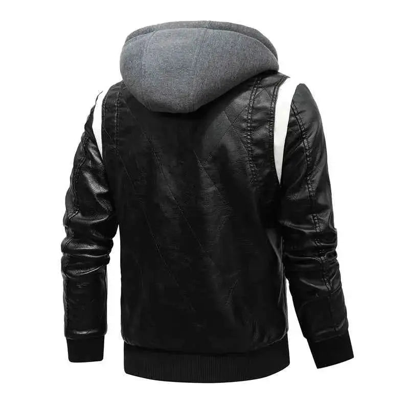 Autumn Winter Bomber Leather Jacket Men Hooded PU Leather Motorcycle Scorpion Embroidery Drive Inspired by Ryan Gosling