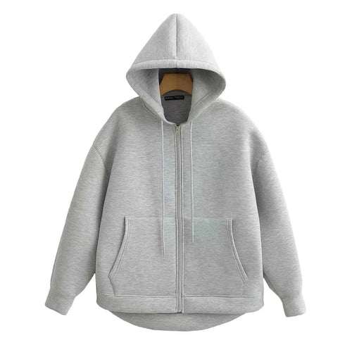 Women Zip Up Hoodie Autumn Hooded Sweatshirt Oversized Long Sleeve Zip Hoodie Jacket