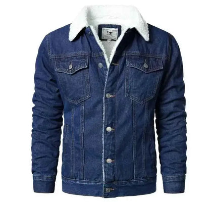 Men's Light Blue Denim Jacket Slim Casual Winter Jacket High Quality Thick Warm Sizes XS Through 6XL