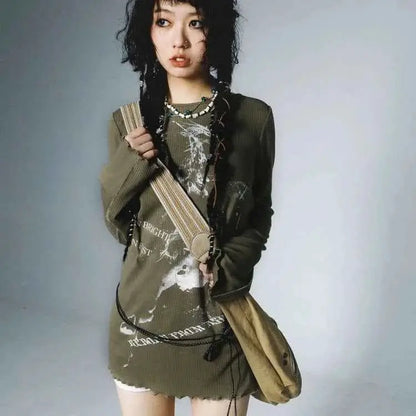 Y2K Tee Streetwear Harajuku Vintage Graphic T Shirt For Women Japanese Cute Top Fairycore Aesthetic Grunge