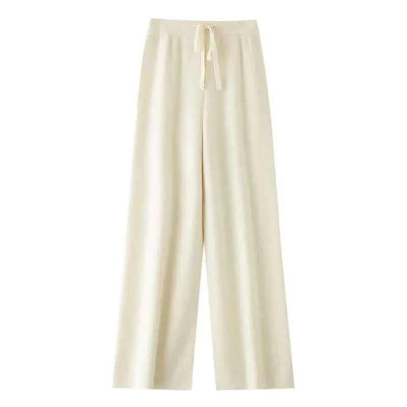 TeenStylo Merino Wool Women's Knitted Trousers Premium Soft Cozy Knit Pants For Everyday Comfort