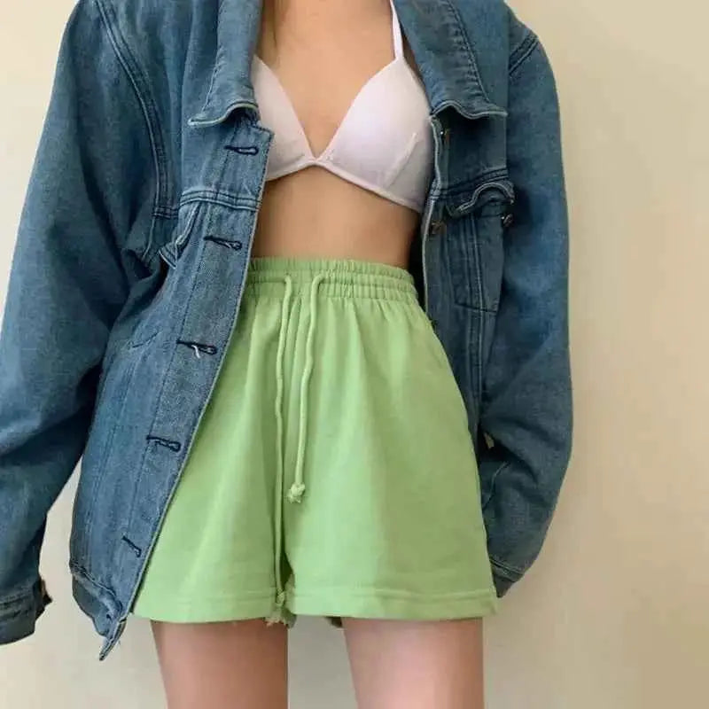 Women Shorts Solid Cozy Casual Loose Fit Breathable Streetwear Wide Leg Bottoms For Summer Teens