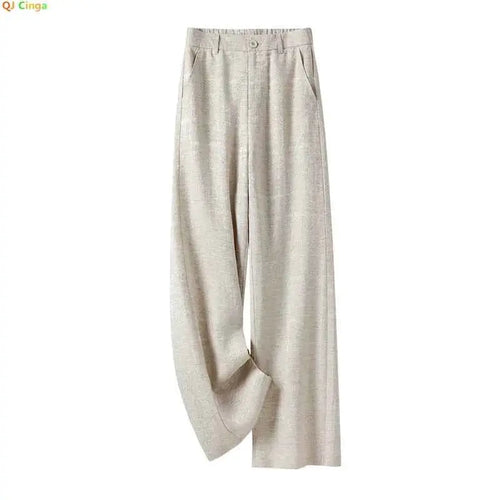 Womens Beige Stretch Wide Leg Pants For Casual Everyday Office Wear All Day Comfort TeenStylo