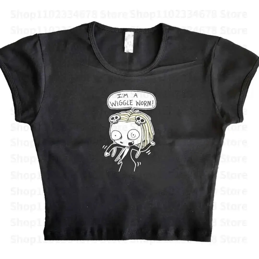 Aesthetic Summer Streetwear Gothic Harajuku Star Graphic T Shirt Vintage Crop Top Women Egirl Y2K Clothes