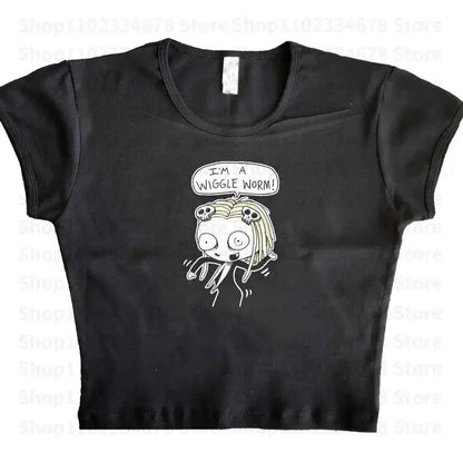 Aesthetic Summer Streetwear Gothic Harajuku Star Graphic T Shirt Vintage Crop Top Women Egirl Y2K Clothes