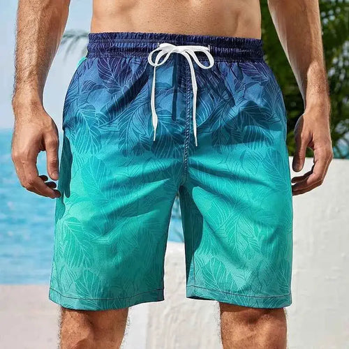 Men's Gradient Graphic Beach Shorts 3D Printed Board Shorts Swim Trunks For Summer Casual Vacation