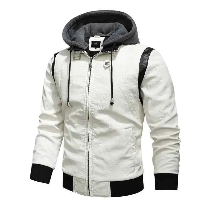 Autumn Winter Bomber Leather Jacket Men Hooded PU Leather Motorcycle Scorpion Embroidery Drive Inspired by Ryan Gosling