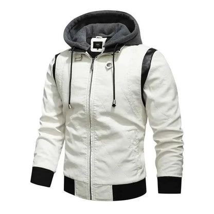 Autumn Winter Bomber Leather Jacket Men Hooded PU Leather Motorcycle Scorpion Embroidery Drive Inspired by Ryan Gosling