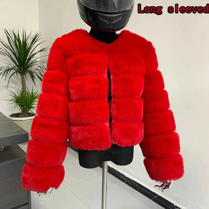TeenStylo Winter Faux Fur Coat For Teens Long Sleeve Warm Outerwear With Plush Lining And Cozy Fit