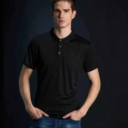 Men's Quick Dry Polo Shirt Solid Color Lapel Short Sleeve Top for Breathable Comfort and Everyday Wear