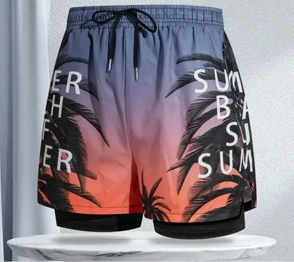 Mens Swim Trunks With Lining Anti Embarrassment Double Layer Beach Shorts Sizes L To 4XL