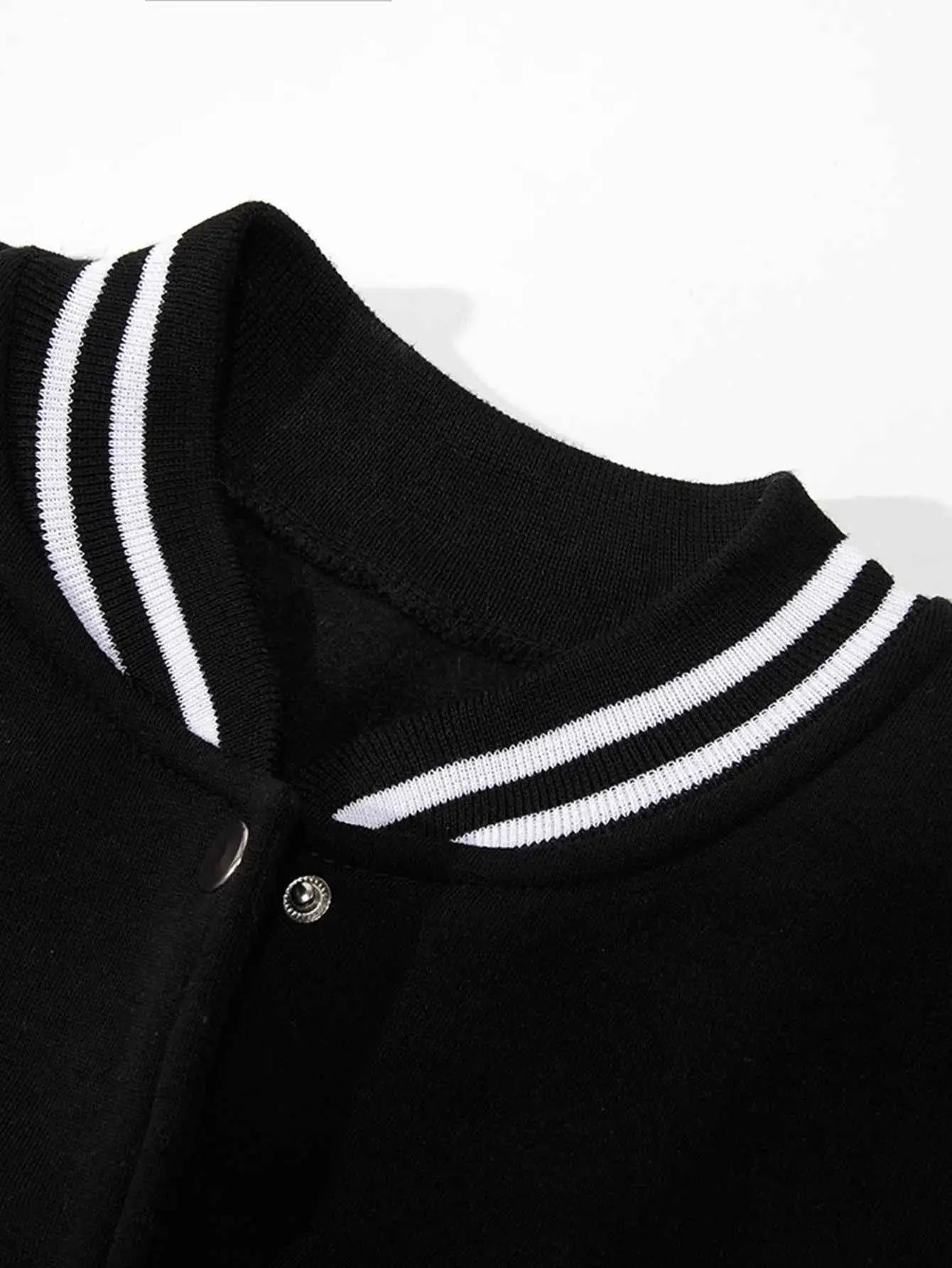 Couple Baseball Uniform Jacket For Men Long Sleeve Polyester Black White Casual Sportswear Sizes S To 5XL