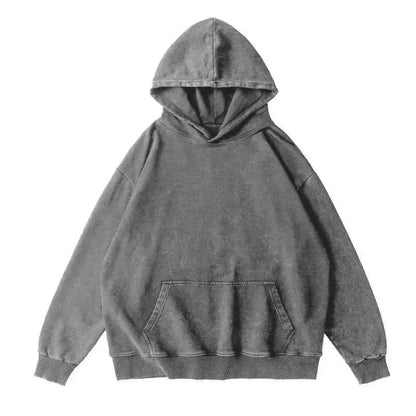 Oversized Distressed Hoodie 100 Percent Cotton Unisex Drop Shoulder Retro Fashion Washed Loose Fit 2024