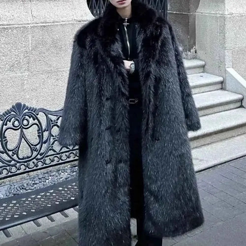 Mens Faux Fur Warm Coat Winter Jacket Plush Lined Thickened Premium Outerwear TeenStylo