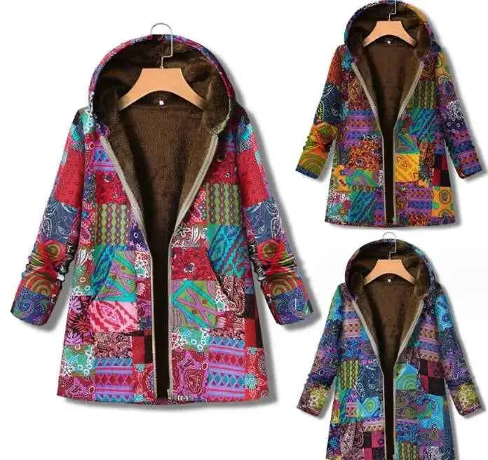 Women Winter Warm Floral Hooded Jacket For Cold Weather Stylish Outerwear TeenStylo