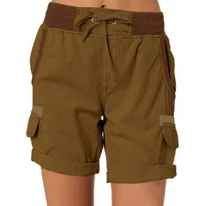 Womens Cargo Shorts High Waisted Elastic Waist Cotton Blend Casual Summer Bottoms Lightweight Breathable Everyday Wear