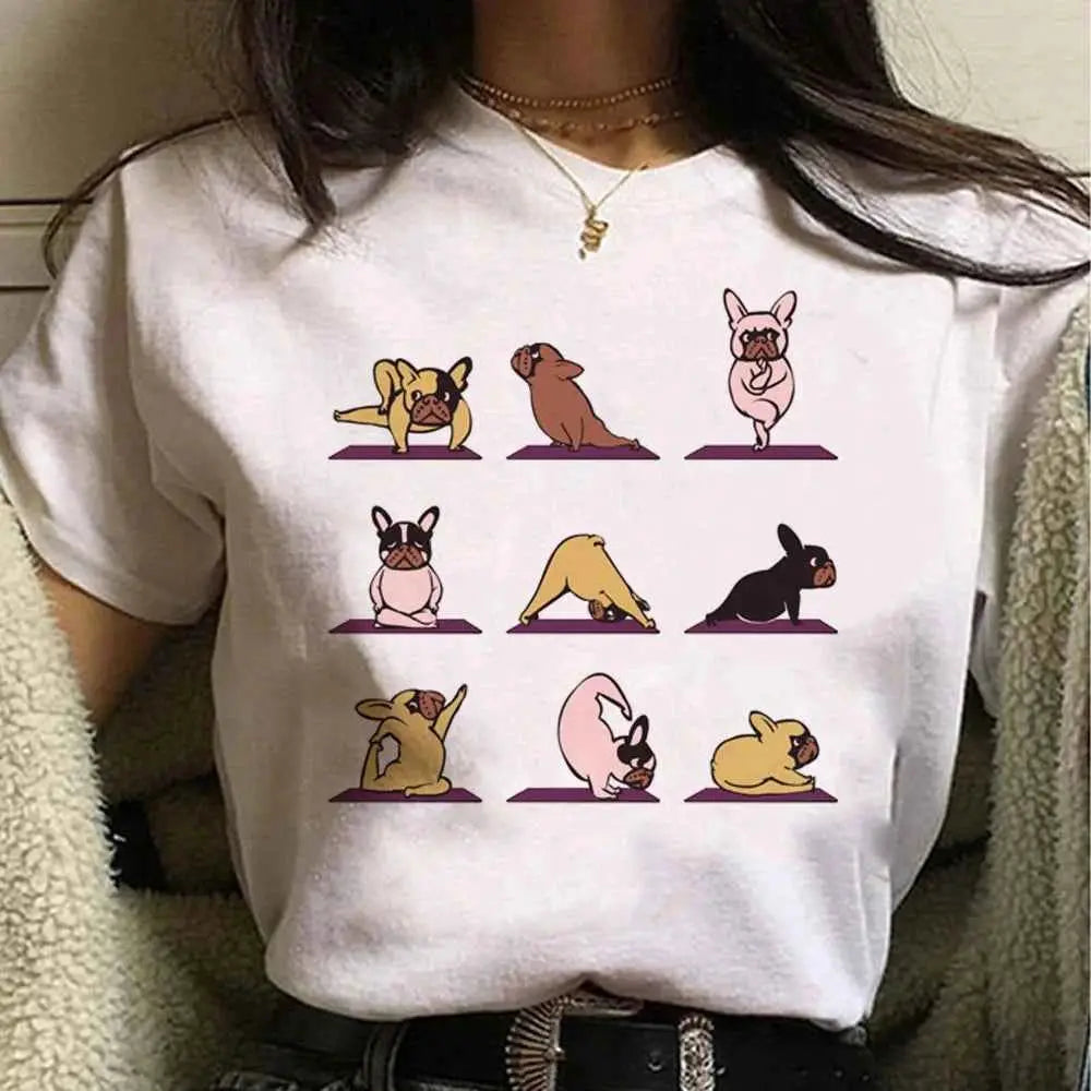 French Bulldog Graphic Tee For Women Japanese Inspired Cute Kawaii Style Graphic Shirt For Girls