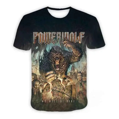 Powerwolf Metal Rock 3D Print T Shirt For Men And Women Hip Hop Style Oversized Short Sleeve Tee Streetwear Fashion
