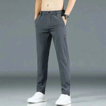 Summer Mens Casual Pants Slim Fit Trousers With Elastic Waist Lightweight Cool 28 To 38 Green Grey
