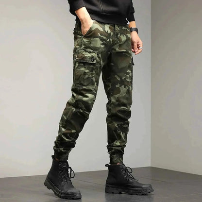 HIQOR Red Cargo Pants For Men Outdoor Cotton Camouflage Trousers Work Joggers Streetwear Camo Hiking Pants