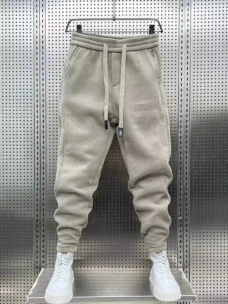 Mens Corduroy Trousers Jogger Sweatpants Outdoor Casual Skinny Harem Streetwear Designer Pants