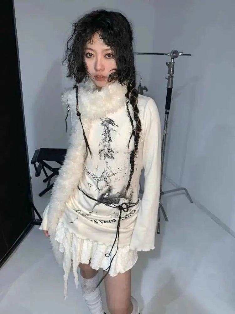 Y2K Tee Streetwear Harajuku Vintage Graphic T Shirt For Women Japanese Cute Top Fairycore Aesthetic Grunge