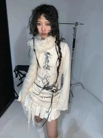 Y2K Tee Streetwear Harajuku Vintage Graphic T Shirt For Women Japanese Cute Top Fairycore Aesthetic Grunge
