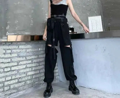 Cargo Pants Women Men 2023 Fashion Punk Jogger Trousers Harajuku Streetwear Ankle Length Oversized Harem Pants