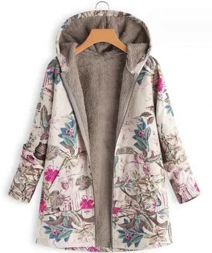 Women Winter Warm Floral Hooded Jacket For Cold Weather Stylish Outerwear TeenStylo
