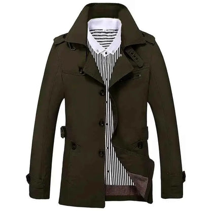 Men's Pure Cotton Windbreaker Long Jacket For Business Casual Streetwear 2025 Spring Summer Autumn Winter