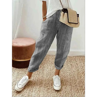 Women Vertical Stripe Loose Fit Pants Casual Wide Leg Trousers TeenStylo Boutique