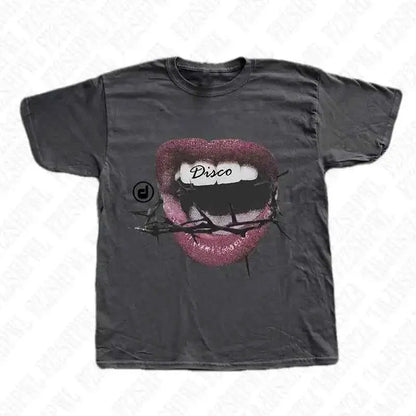 Cotton T Shirt Aesthetics Graphic Print Oversized Hip Hop Tee Rock Gothic Streetwear Short Sleeve Punk Retro Emo