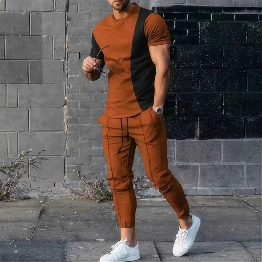 2024 Hot Selling Mens Two Piece Sports Jogging Set With 3D Printed Summer Casual Short Sleeve T Shirt And Pants