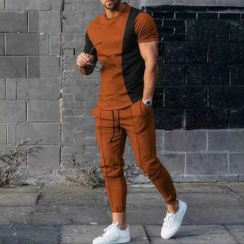 2024 Hot Selling Mens Two Piece Sports Jogging Set With 3D Printed Summer Casual Short Sleeve T Shirt And Pants