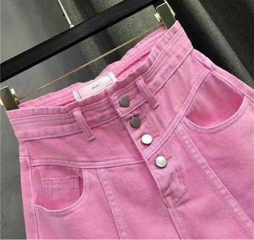 Pink Jean Shorts Women High Waist Y2K Wide Leg Denim Shorts Summer Streetwear 2025 Fashion Casual