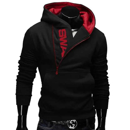 Mens Hooded Sweatshirt Pullover Casual Long Sleeve Jacket Available In Red Blue Grey Black Sizes S Through 4XL