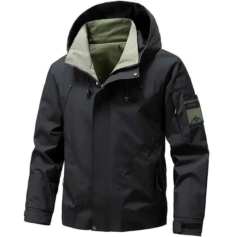 Waterproof Softshell Jacket For Men Hooded Zip Up Windbreaker Outdoor Coat Lightweight For Hiking And Camping