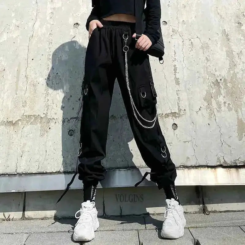 Cargo Pants Women Men 2023 Fashion Punk Jogger Trousers Harajuku Streetwear Ankle Length Oversized Harem Pants
