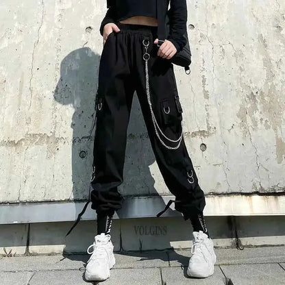 Cargo Pants Women Men 2023 Fashion Punk Jogger Trousers Harajuku Streetwear Ankle Length Oversized Harem Pants