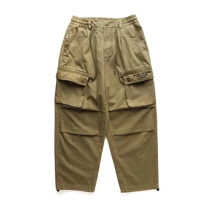 Men's Streetwear Cargo Pants Harajuku Style Japanese High Quality Vintage Tactical Straight Leg Trousers