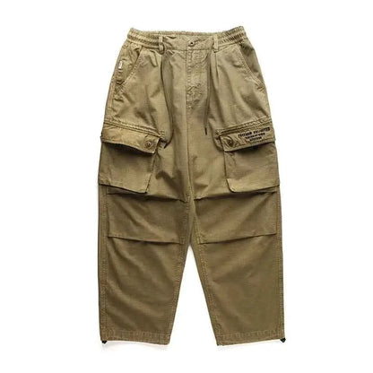 Men's Streetwear Cargo Pants Harajuku Style Japanese High Quality Vintage Tactical Straight Leg Trousers