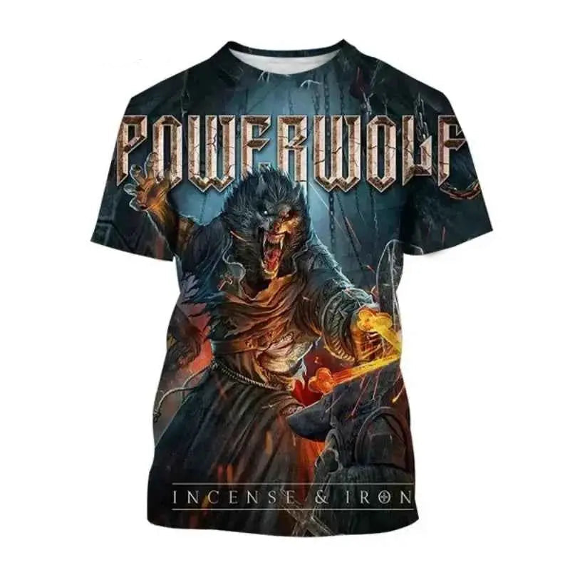 Powerwolf Metal Rock 3D Print T Shirt For Men And Women Hip Hop Style Oversized Short Sleeve Tee Streetwear Fashion