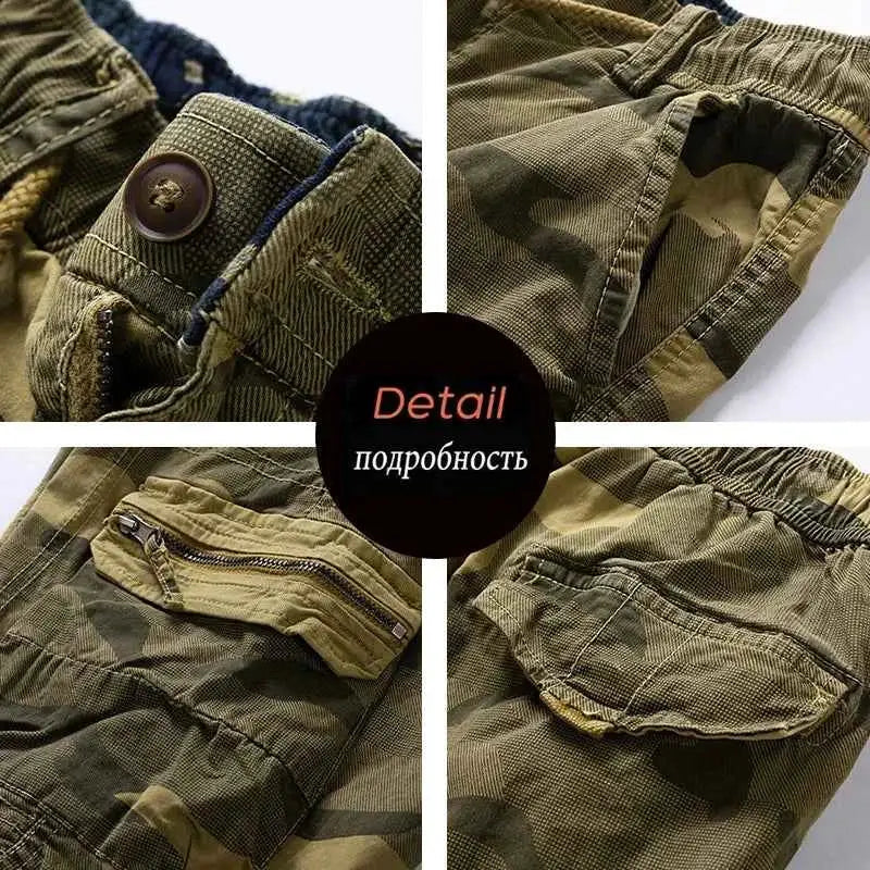 Mens Cotton Cargo Shorts Camouflage Bermuda Beach Jogger Casual Summer Wear Lightweight Durable