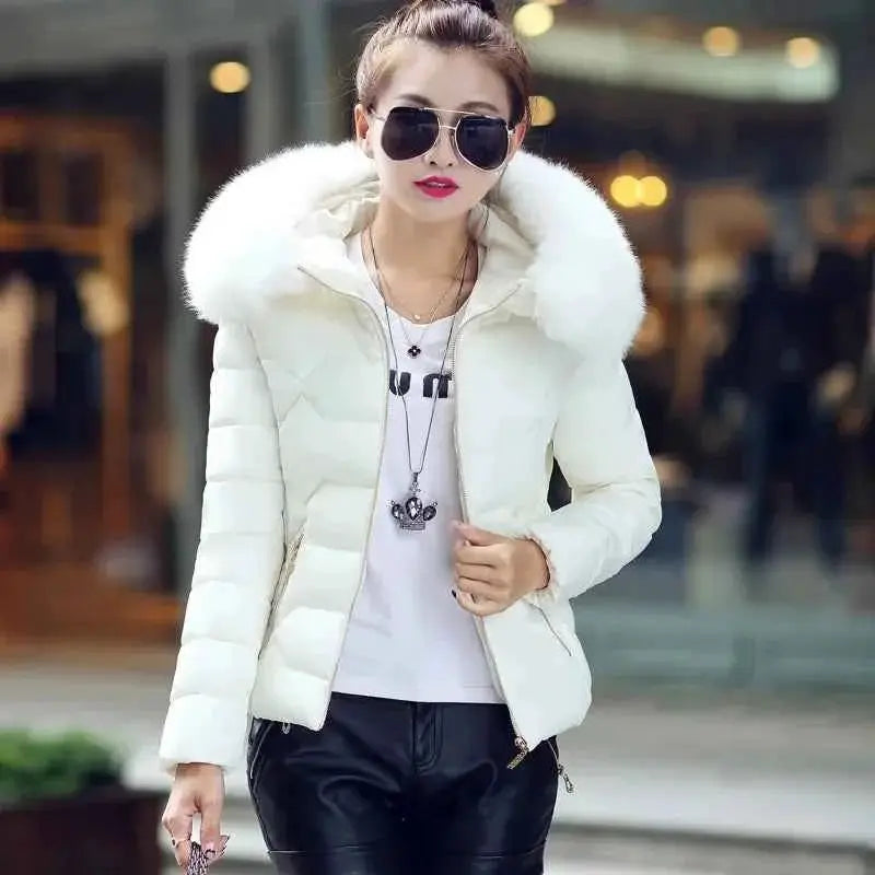 TeenStylo Artificial Raccoon Fur Collar Winter Jacket For Women Teens Warm Cozy Outerwear